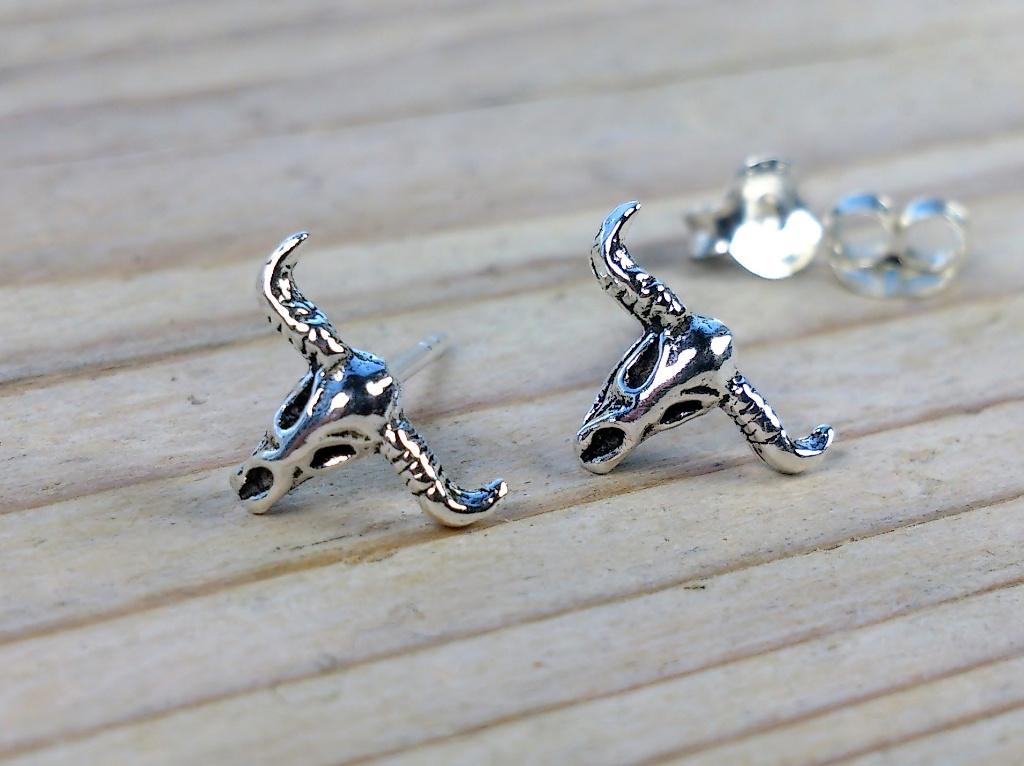 Oorknopjes / Oorstekers - Buffel Schedel - Echt Zilver, Verzenden, Info@toas.nl, Nieuw, De Vlonder 219-i  Boekel