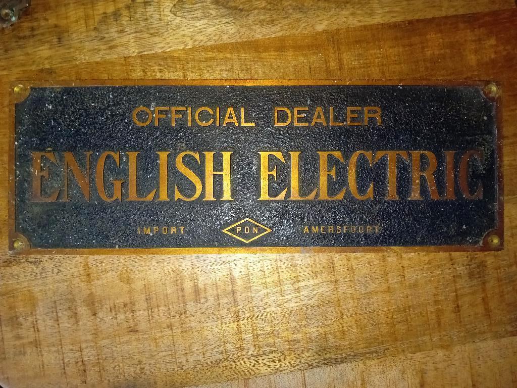 Antiek English Electrics bord reclame, Ophalen of Verzenden, Gebruikt, Reclamebord