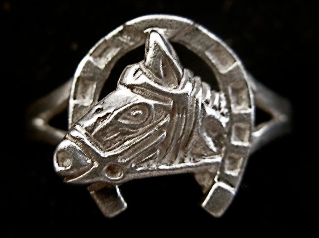 Zilveren 925 zilver ring van paard met hoefijzer maat 18.25, 18 tot 19, Verzenden, Nieuw, Dame
