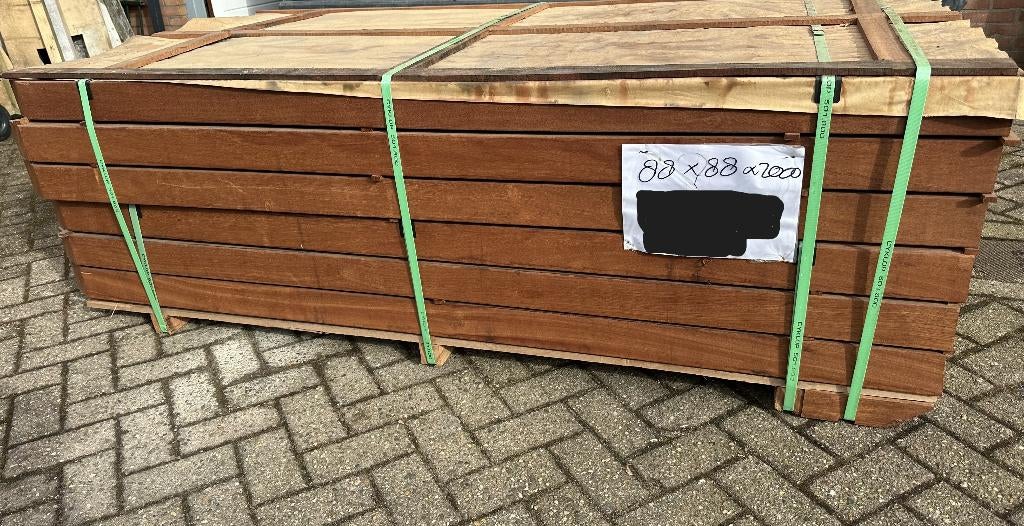 Hardhouten palen geschaafd 9x9x200cm met punt, Ophalen, Palen, Nieuw, Hardhout