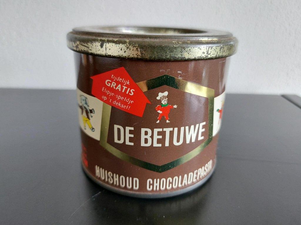 Blikje chocoladepasta Flipje de Betuwe., Verzamelen, Blikken, Ophalen of Verzenden, Gebruikt, Overige, Overige merken
