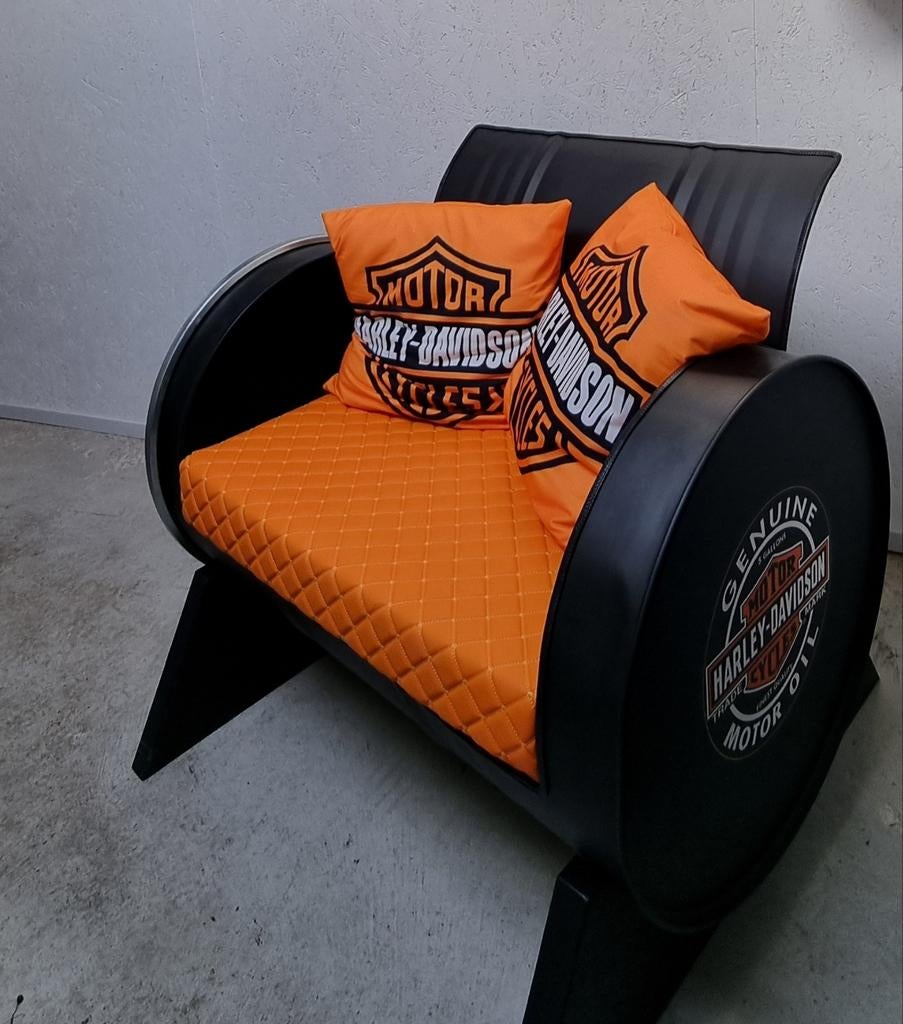 Harley Davidson oliedrum bankje stoel, Huis en Inrichting, Ophalen, Nieuw, Tweepersoons, Minder dan 150 cm
