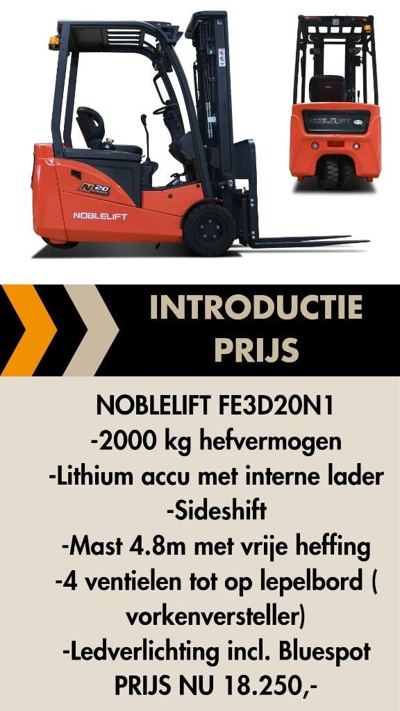 INTRODUCTIEPRIJS: Ontdek Noblelift heftrucks & meer