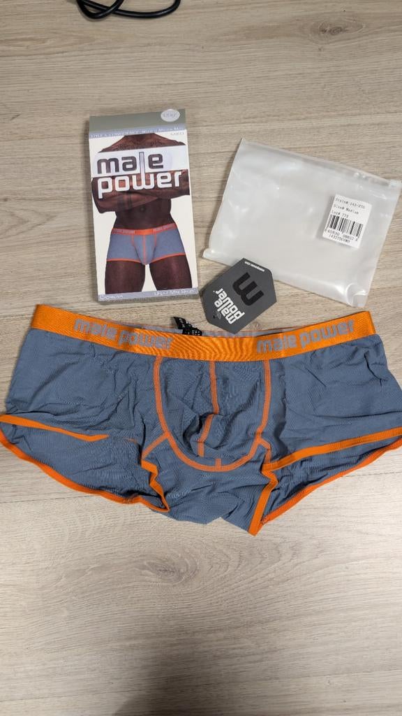 MalePower Boxershort - Grijs/Oranje - Maat M, MalePower, Unknown, Ophalen of Verzenden, Grijs