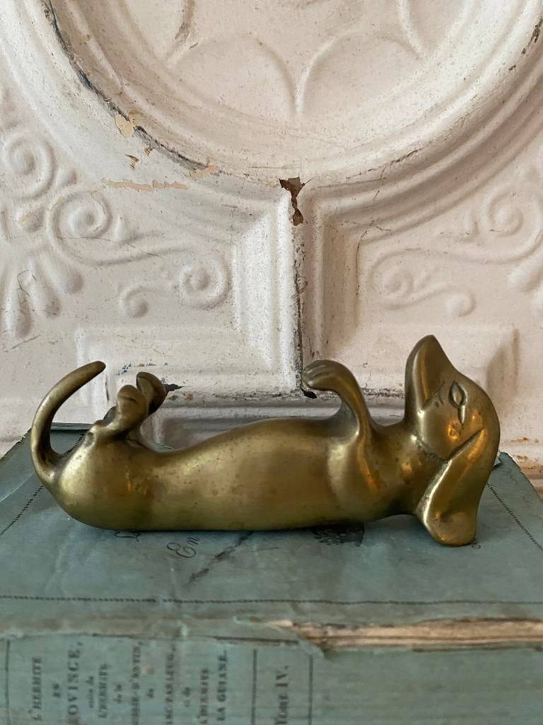 Vintage teckel massief messing presse papier, Ophalen of Verzenden