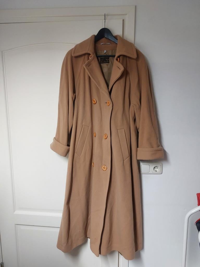 Vintage oversized mantel jas bruin wol en kasjmier maat 38, Maat 38/40 (M), Bruin, Ophalen of Verzenden, Zo goed als nieuw
