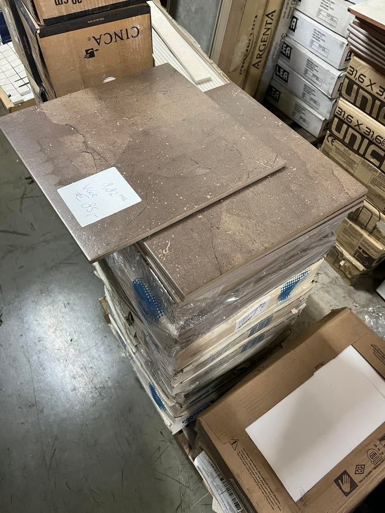 Vloertegels mocca 33x33 cm 8,82 m2 voor 85,-, Ophalen, Nieuw, Minder dan 5 m², Vloertegels