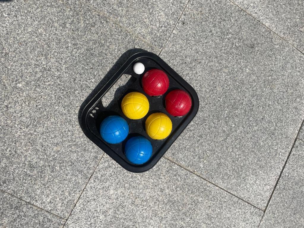 Jeu de boule 6 ballen plastic, Een of twee spelers, Ophalen of Verzenden, Gebruikt