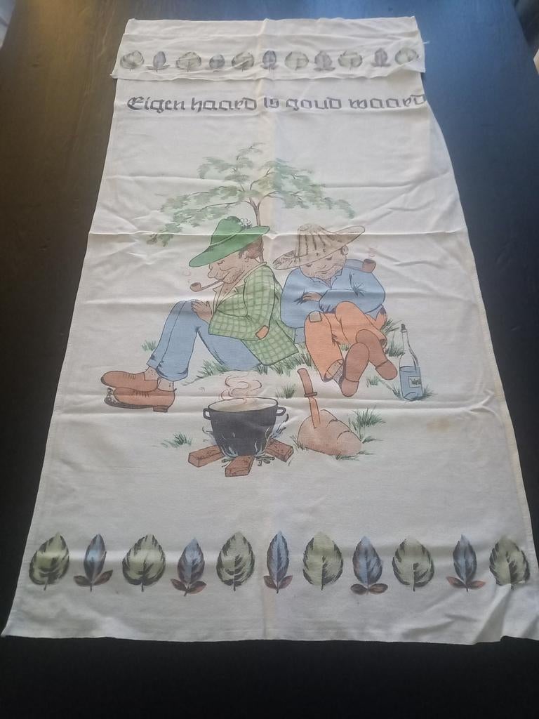 Vintage keukenrek Kleedje - Eigen Haard is Goud Waard, Antiek en Kunst, Curiosa en Brocante, Ophalen of Verzenden