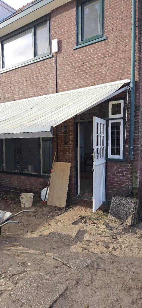 Knikarm zonnescherm 500 cm, Ophalen, Gebruikt, 450 cm of meer, 150 tot 300 cm