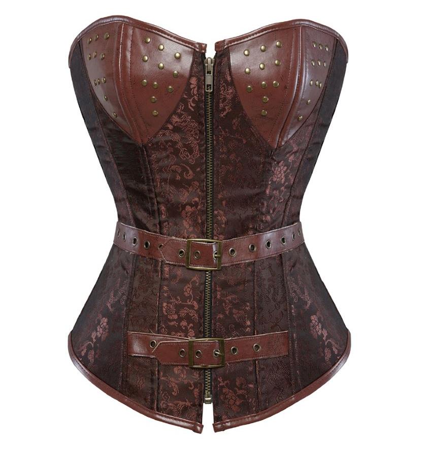 Bruine kunst leren korset bustier steampunk gothic dames, Verzenden, Bruin, Body of Korset