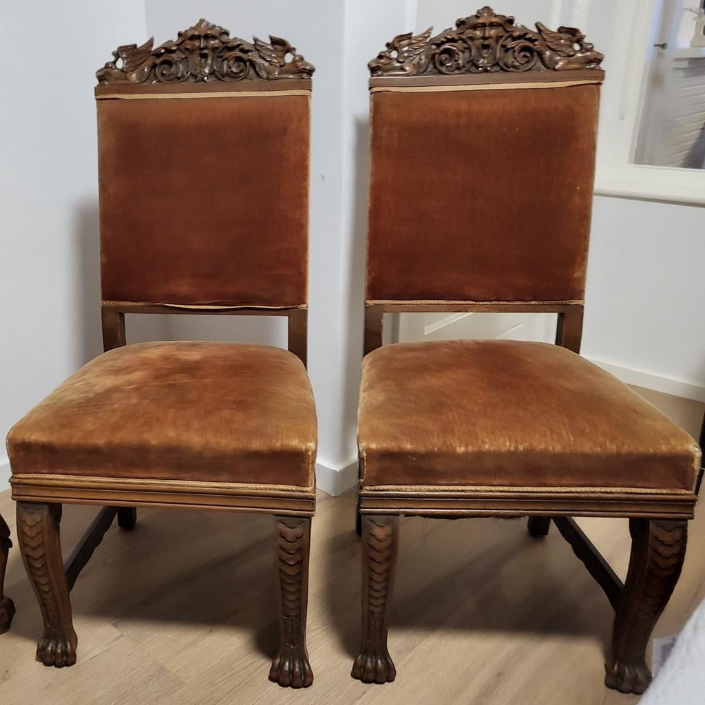 Antieke Meubelstukken Spiegel, nachtkastje, klok, stoelen, Antiek en Kunst, Ophalen