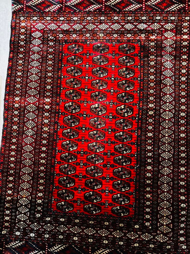 Buchara handgeknoopt kleed 133x 95 cm in wol, 200 cm of meer, Zo goed als nieuw, Rechthoekig, 50 tot 100 cm