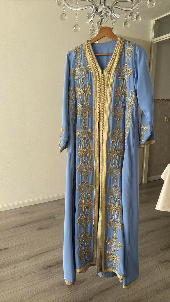 Blauwe takshita caftan Marokkaanse jurk, Maat 38/40 (M), Overige typen, Blauw, Ophalen of Verzenden