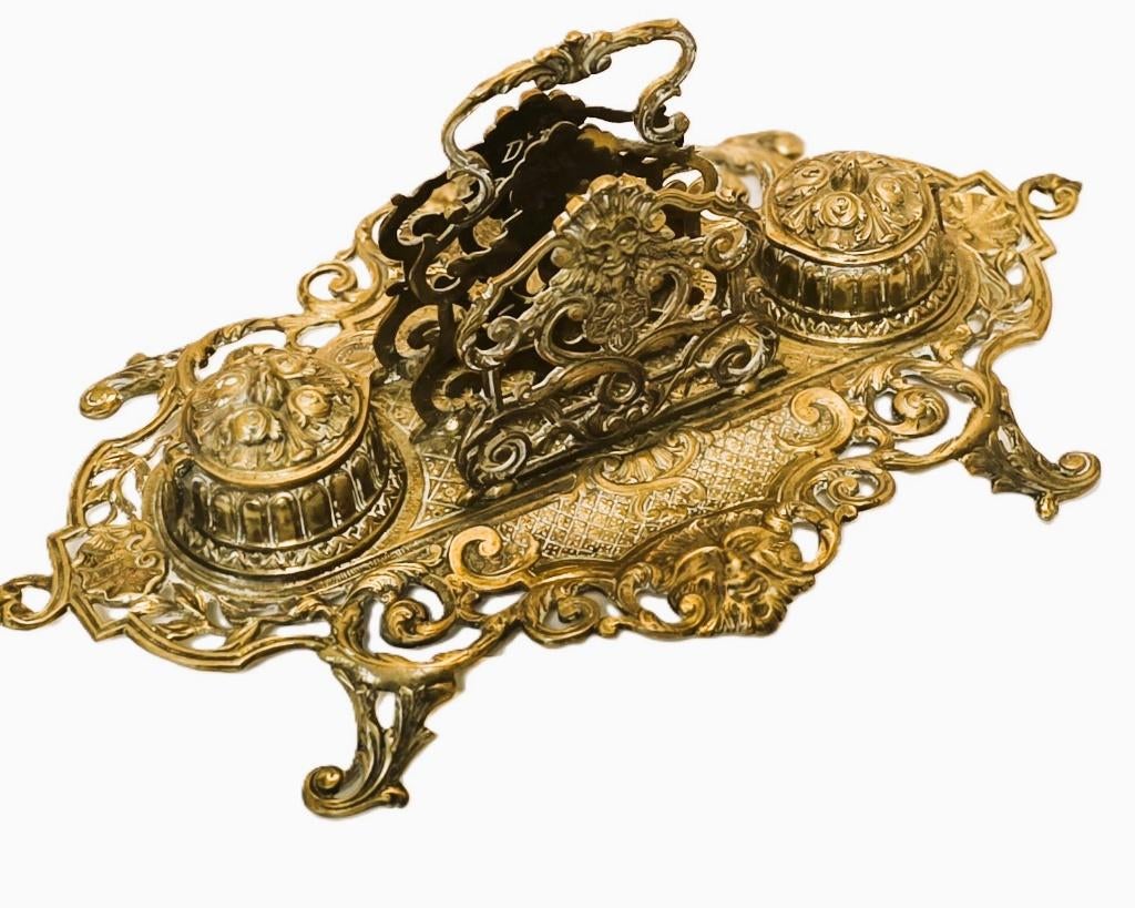 Frans bureelstel met briefhouder, en Bacchus koppen., Ophalen of Verzenden, Koper