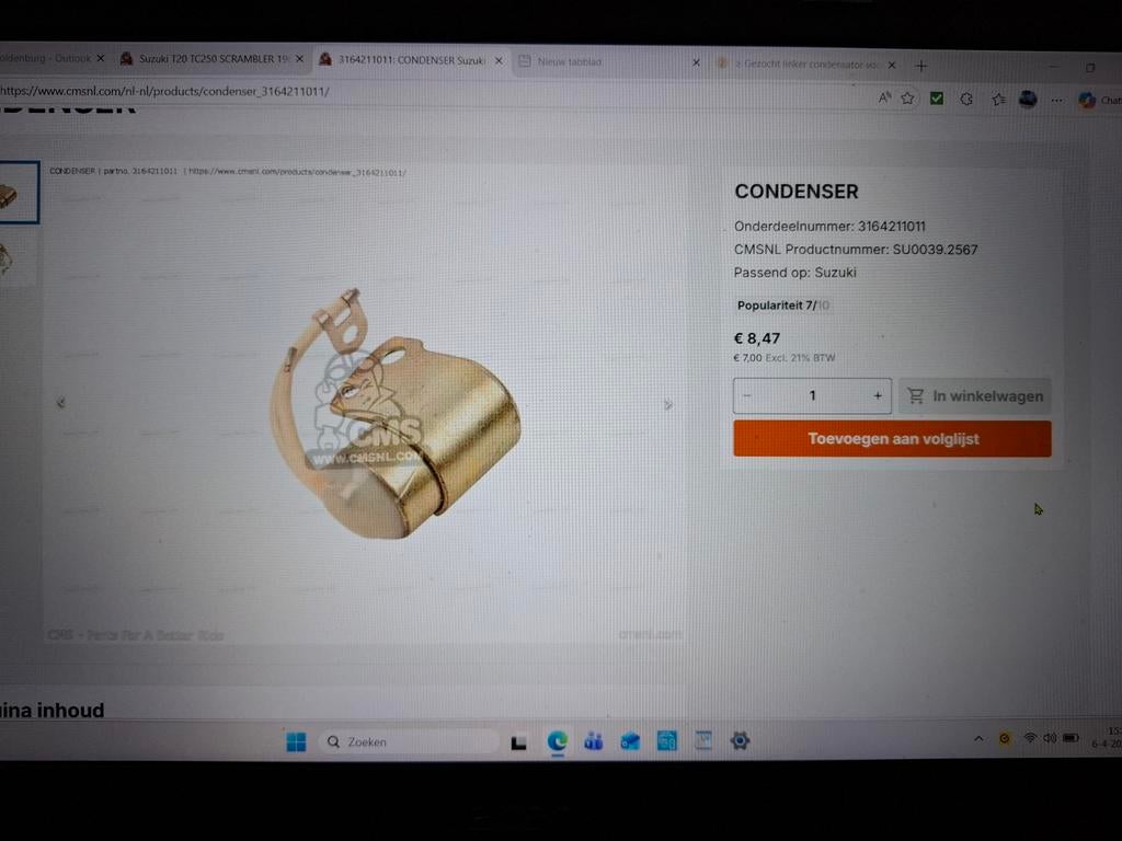 Gezocht linker condensator voor Suzuki T20 nieuw 31642-11011, Ophalen of Verzenden, Nieuw