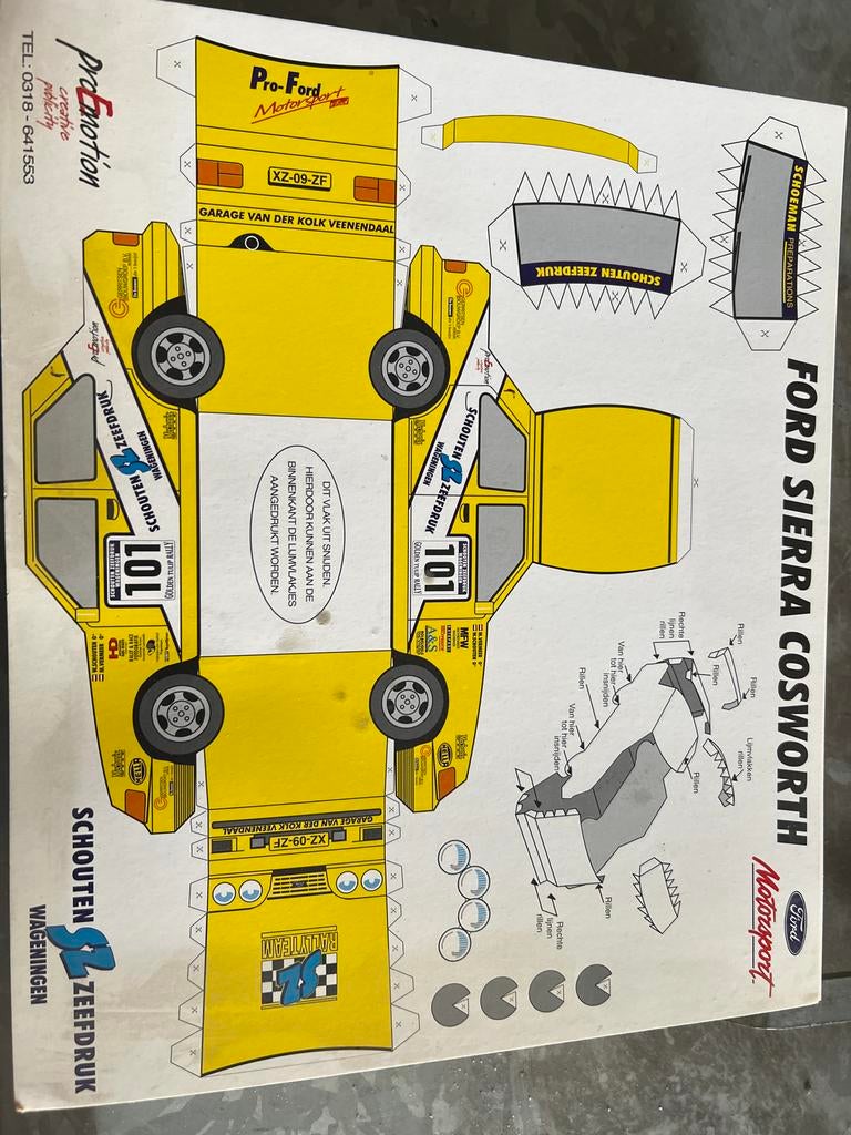 Bouwplaat Ford Sierra Cosworth - Eenvoudig Karton Model, Overige merken, Auto, Groter dan 1:32, Nieuw