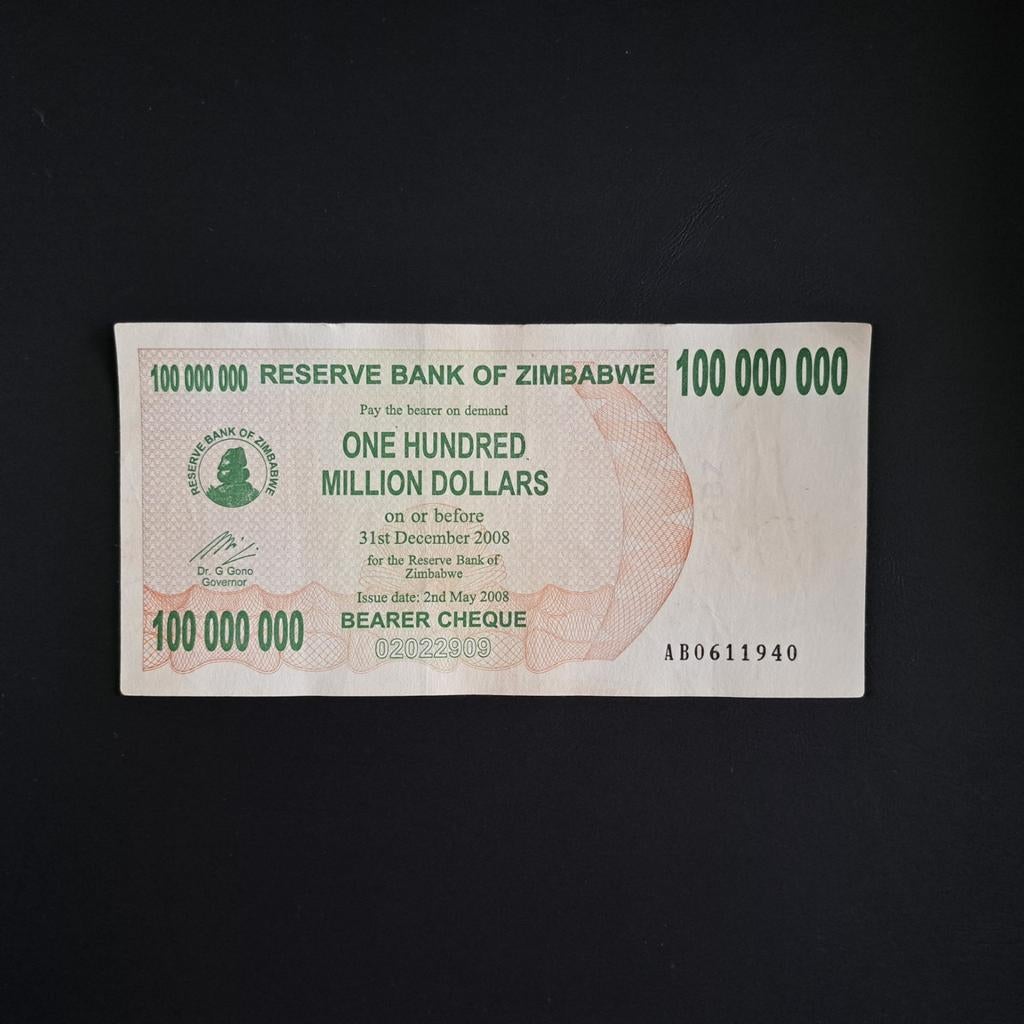 100000000 dollar Zimbabwe #008, Verzenden, Zimbabwe, Los biljet
