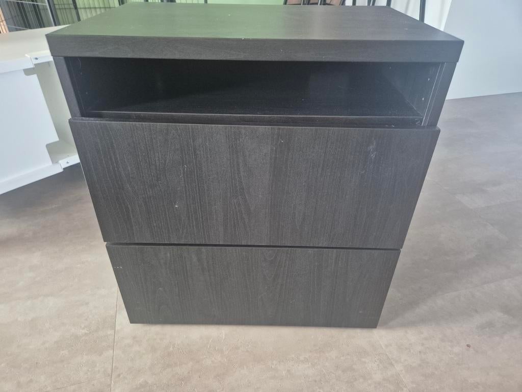 Ikea Besta zwart nachtkastje met lades, Ophalen, Gebruikt, 55 tot 70 cm, 45 tot 65 cm