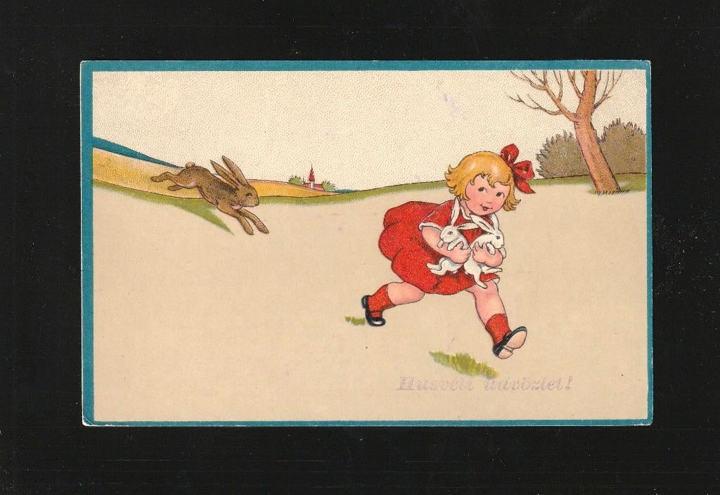 Jonge dame haas en jonge haasjes, Verzenden, 1920 tot 1940, Gelopen, Overige thema's