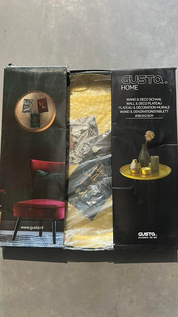 Nieuw - gusta goud dienblad/ wand bord woon decoratie, Ophalen of Verzenden, Zo goed als nieuw