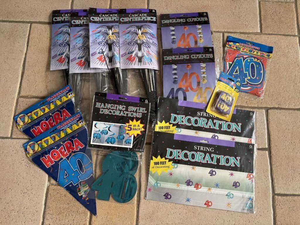verjaardag versier pakket 40 jaar 13 delig, Ophalen of Verzenden, Nieuw, Versiering, Verjaardag