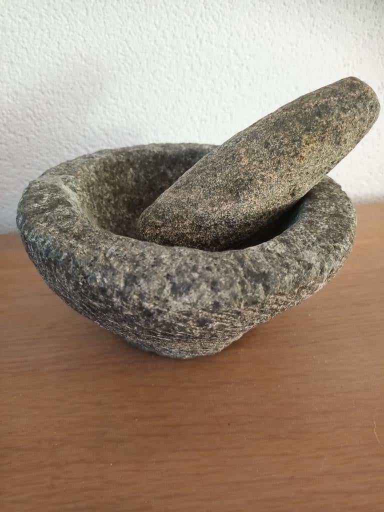 Granieten vijzel met stamper, Ophalen of Verzenden, Gebruikt