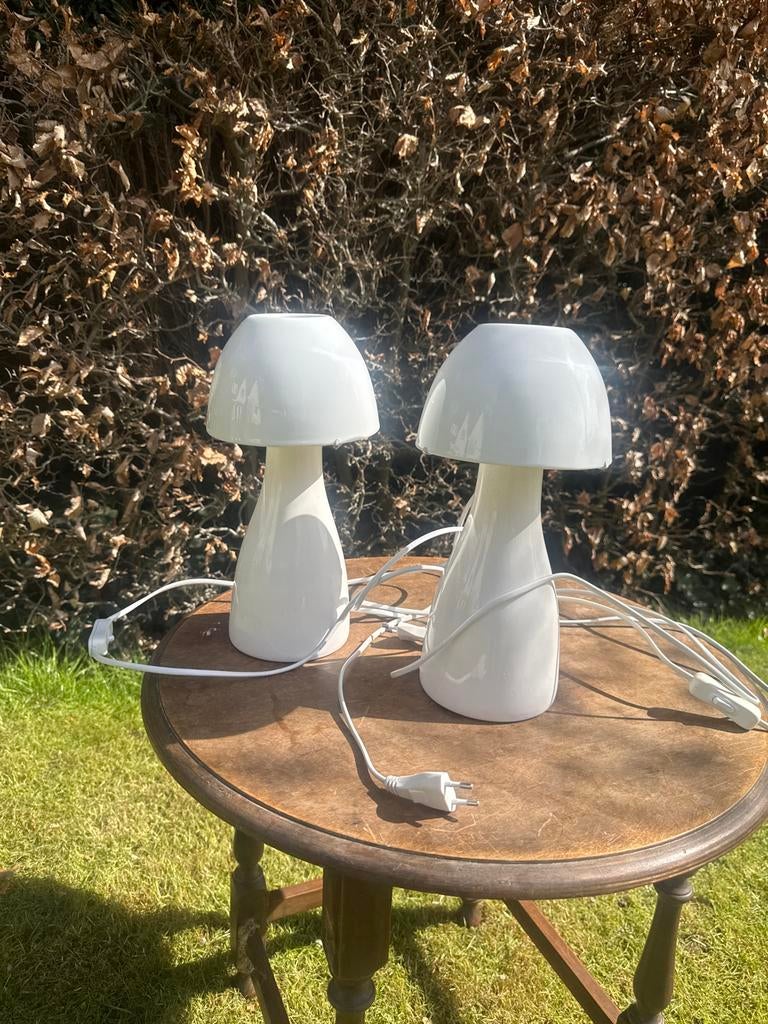Twee witte vintage ikea lampen, Ophalen of Verzenden, Gebruikt, Overige materialen, Minder dan 50 cm
