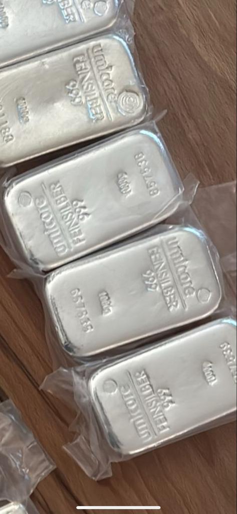 1 kilo Umicore zilverbaren geseald, Ophalen, Zilver