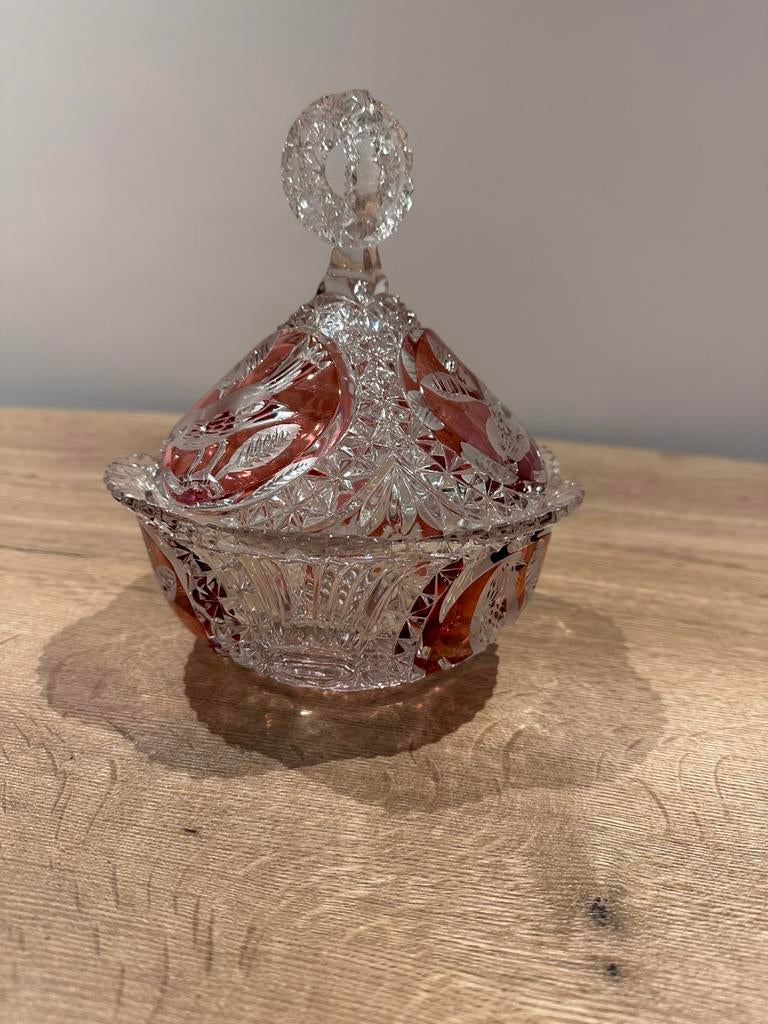 Gaaf bohemia crystal Dekselschaal van kristal te koop, Ophalen of Verzenden, Nieuw, Rond, Glas