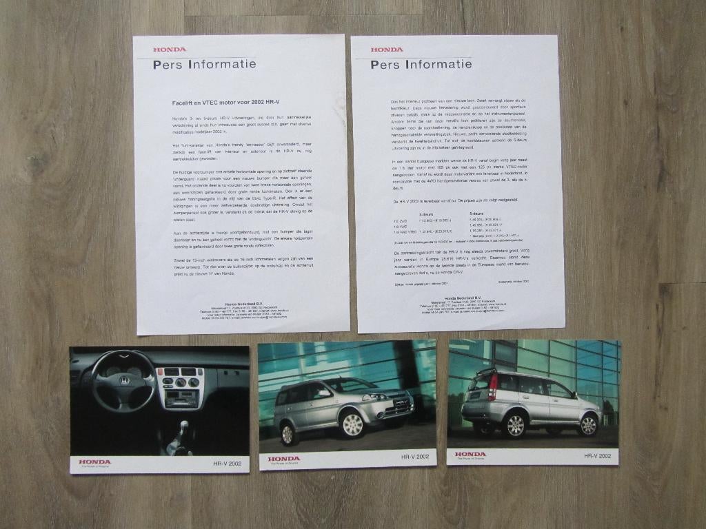 Honda HR-V Pers Informatie 1999 - 2002, Ophalen of Verzenden, Zo goed als nieuw, Honda, Honda