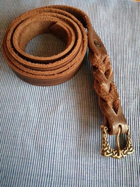 Middeleeuwse leren riem larp bruin historische kleding 192cm, Verzenden, Bruin
