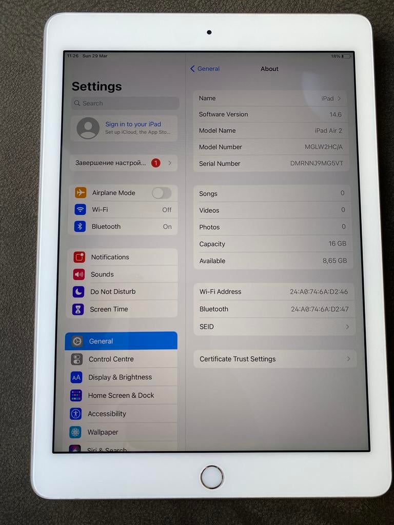 iPad Air 2 16GB, 9 inch, Gebruikt, Apple iPad Air, Ophalen of Verzenden