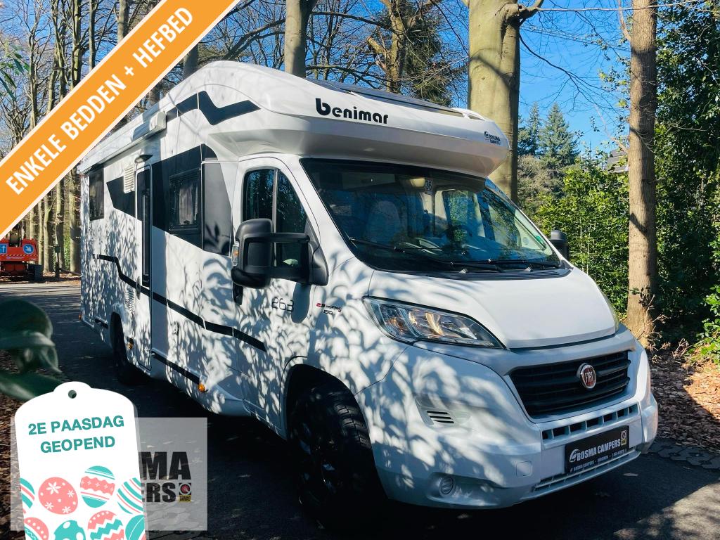 Benimar Mileo 263 Enkele Bedden 18000 km Uniek Hefbed 2017, Ringverwarming, Fiat, Airbags, Bedrijf