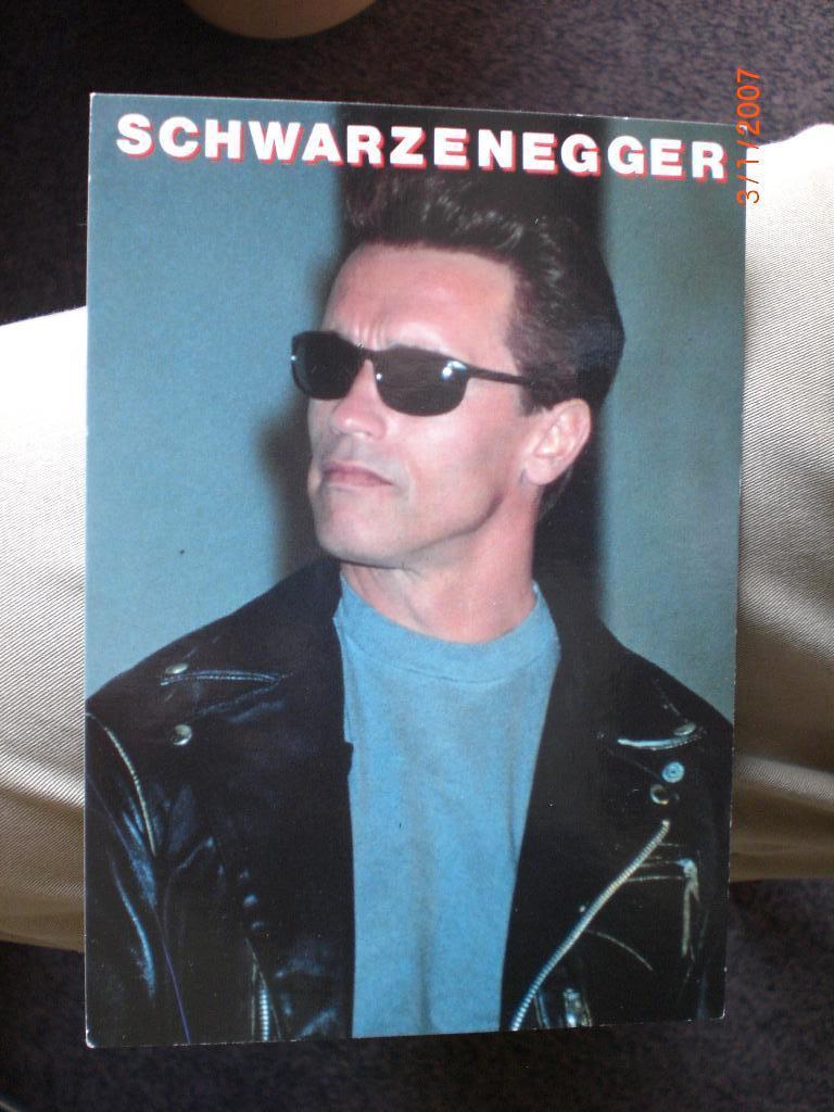 kaart Arnold Schwarzenegger 4, Ophalen of Verzenden, 1980 tot heden, Ongelopen, Sterren en Beroemdheden