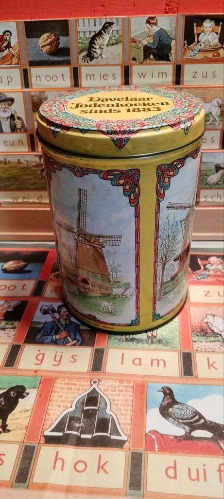 Vintage Davelaar jodenkoek blik, Ophalen of Verzenden, Gebruikt, Koek(jes), Overige merken