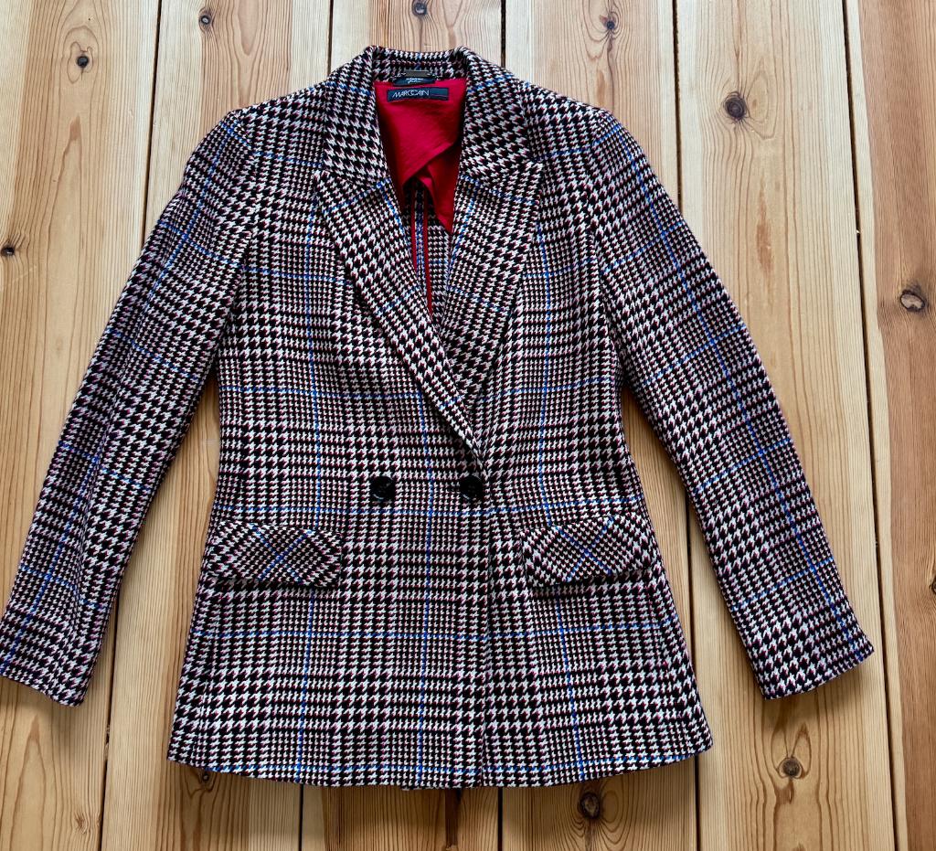 Blazer / Jasje Marc Cain - Rood Zwart - XS / Small 34 N1, Ophalen of Verzenden, Zo goed als nieuw, Jasje, Maat 34 (XS) of kleiner