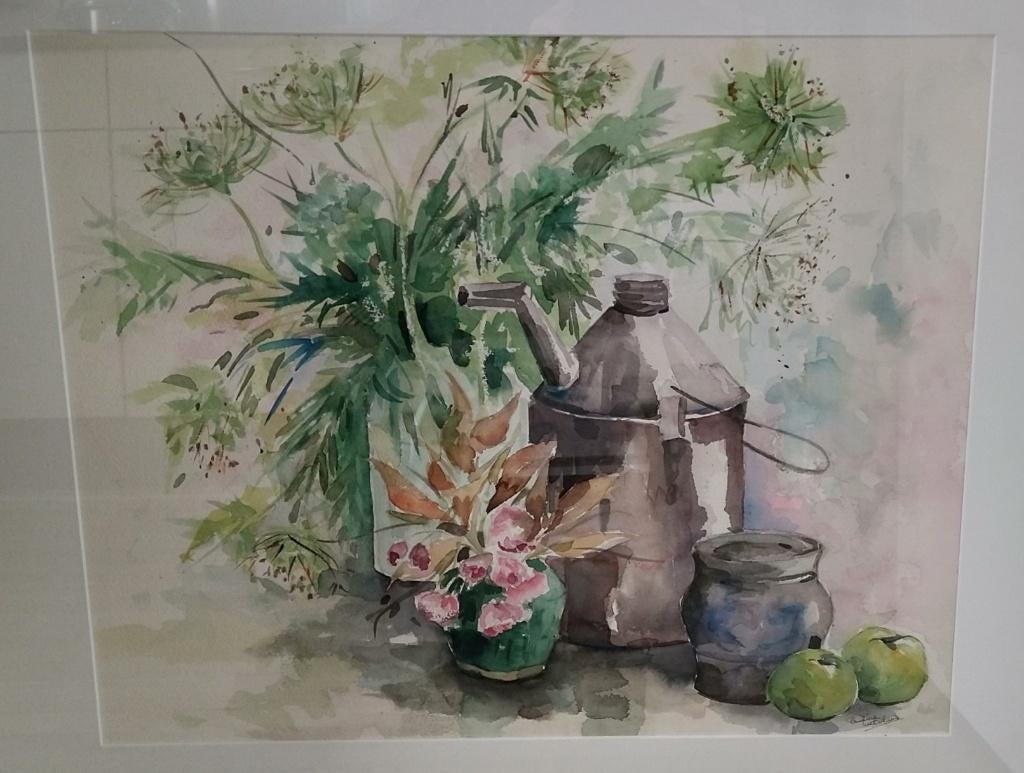 Grote aquarel van Pauline Wetselaar - stilleven, Ophalen