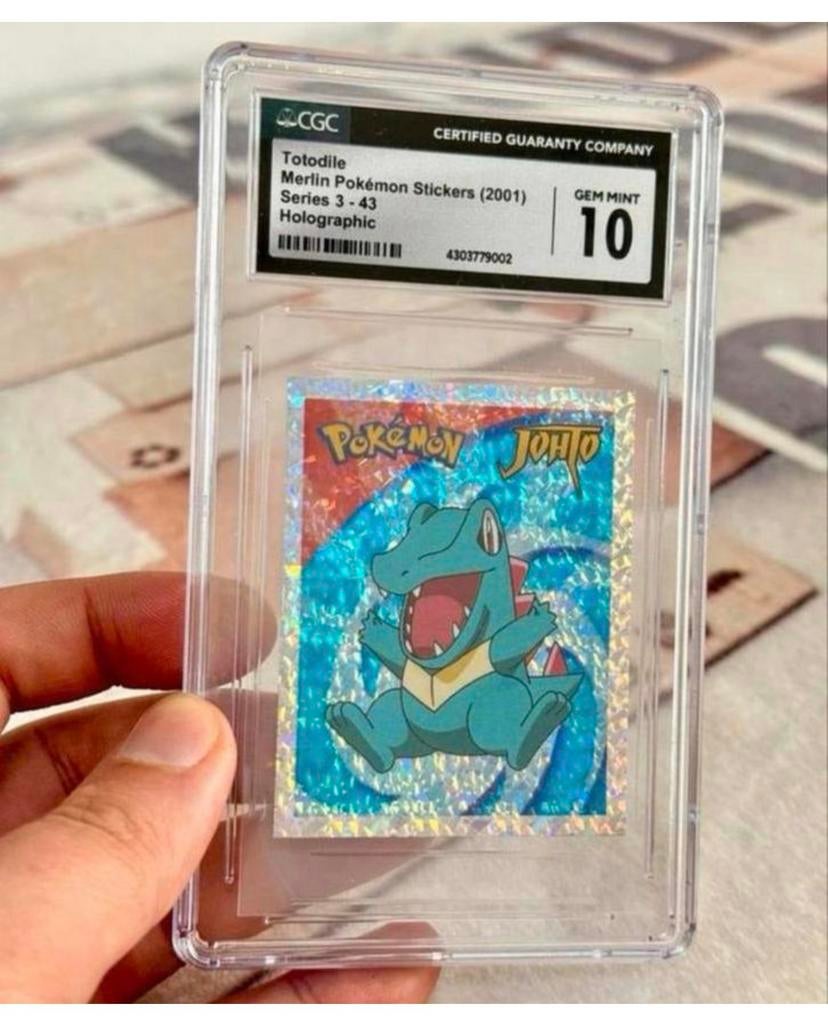 Grade-10 Totodile Merlin Pokemon Stickers 2001 Series 3-43, Ophalen of Verzenden, Nieuw, Losse kaart