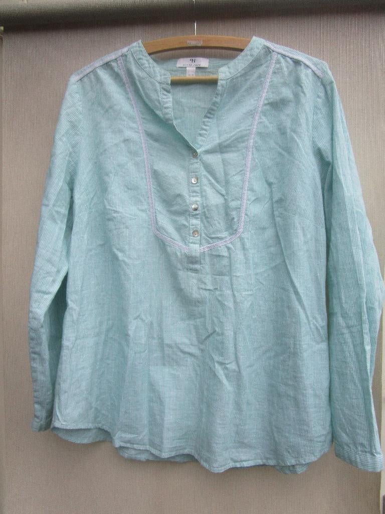 Blouse PETER HAHN mt  42  mintgroen/wit gestreept., Kleding | Dames, Blouses en Tunieken, Maat 38/40 (M), Verzenden, Nieuw, Peter Hahn