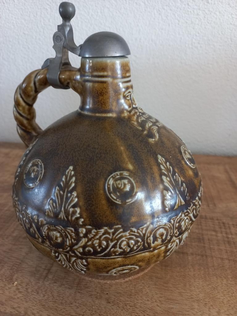 Baardmankruik van Goebel met tinnen deksel, Antiek en Kunst, Antiek | Keramiek en Aardewerk, Ophalen of Verzenden