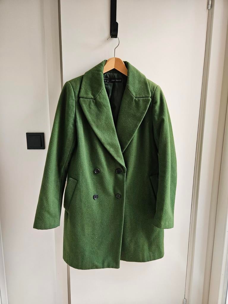 Groene Mantel Jas (Zara), Kleding | Heren, Kostuums en Colberts, Gedragen, Groen, Ophalen