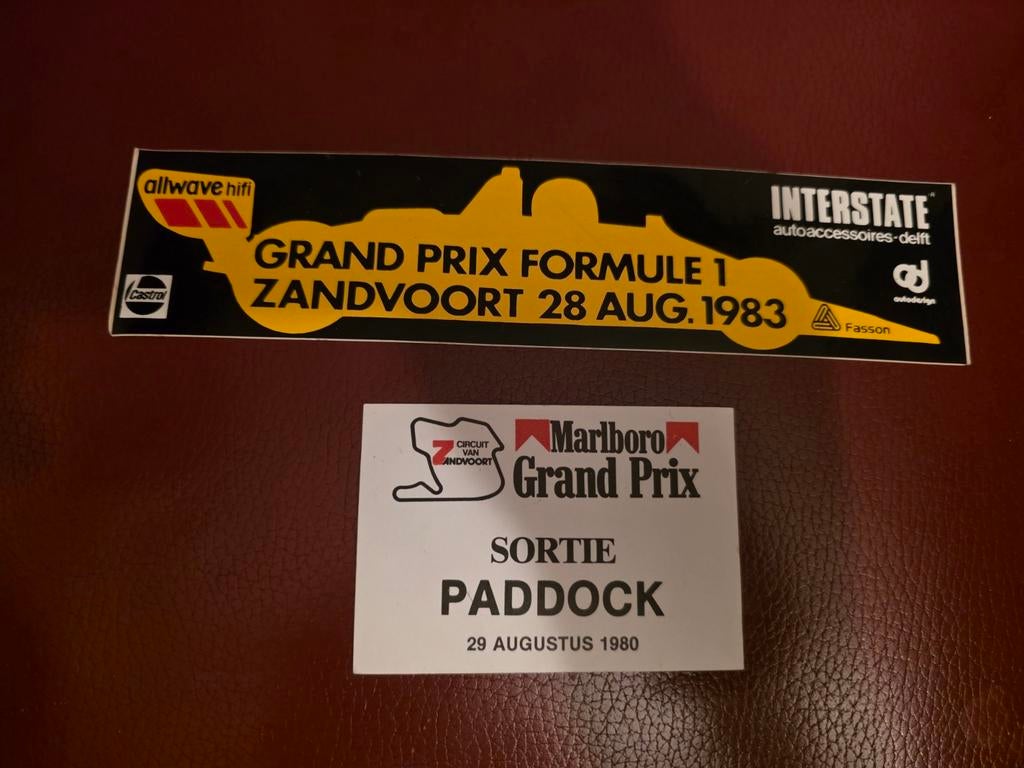 Sticker Grand Prix Zandvoort 1983 en sortie GP 1980, Ophalen of Verzenden, Zo goed als nieuw, Formule 1