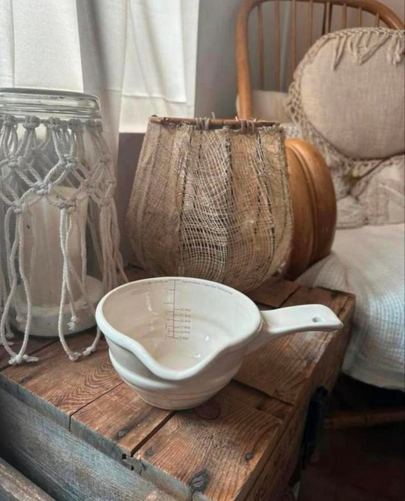 Landelijk brocante maatbeker van mason cash - beige, Ophalen of Verzenden, Zo goed als nieuw