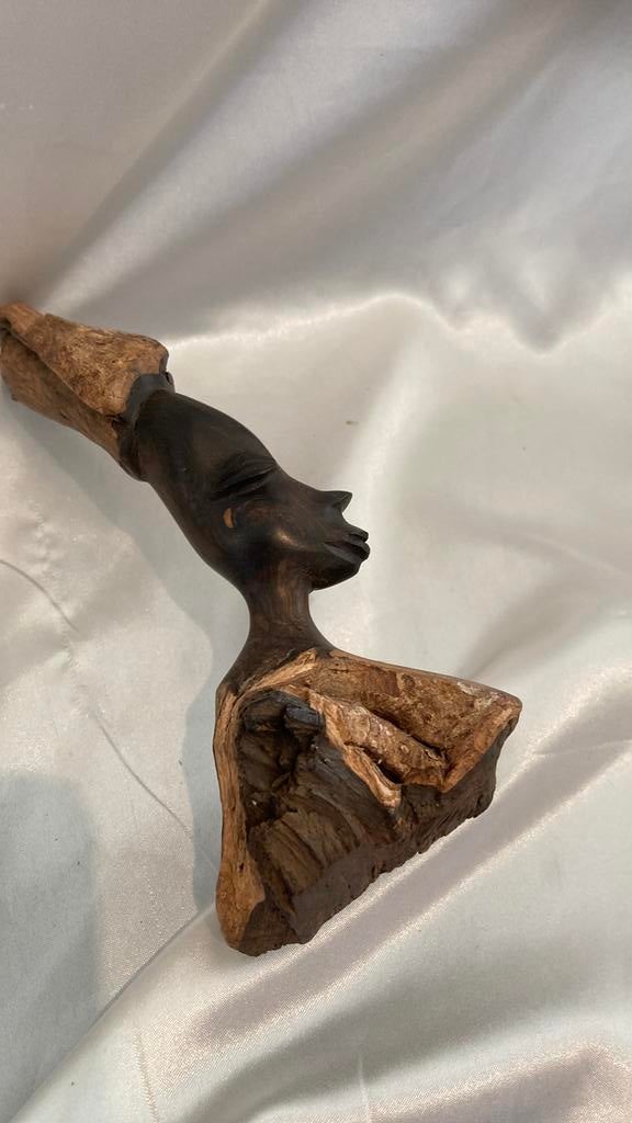 Makonde Ebbenhouten Buste uit Tanzania - Uniek Handgesneden, Ophalen of Verzenden