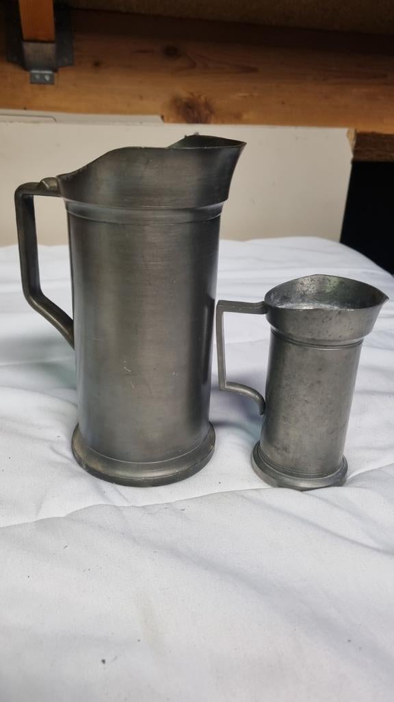 2 tinnen kannetjes, Ophalen of Verzenden, Gebruikt