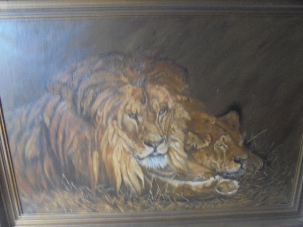 antiek schilderij van leeuwen, Antiek en Kunst, Kunst | Schilderijen | Klassiek, Ophalen