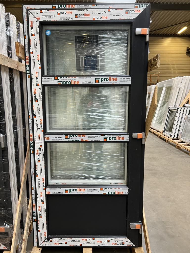 Kunststof buiten deur 98 x 204 1/4 paneel antraciet RAL 7016, Niet ingevuld, 80 tot 100 cm, Niet ingevuld, Nieuw