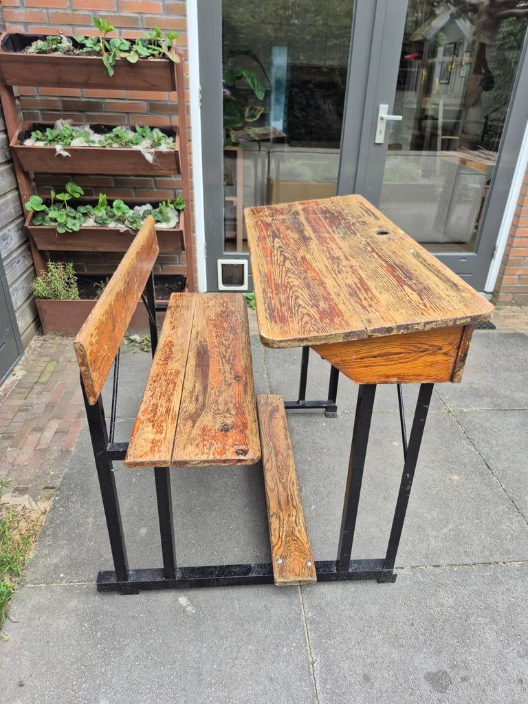 Vintage schoolbankje, Antiek en Kunst, Ophalen