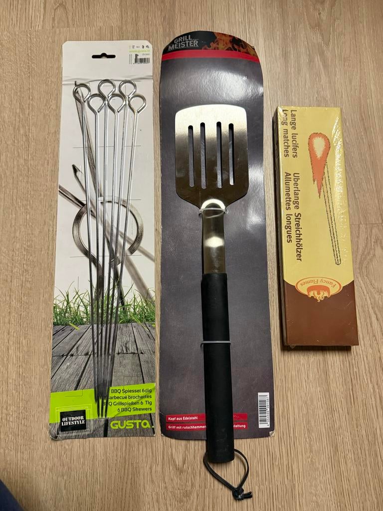 BBQ Set - Spiesjes, spatel en lange lucifers, Ophalen of Verzenden, Nieuw